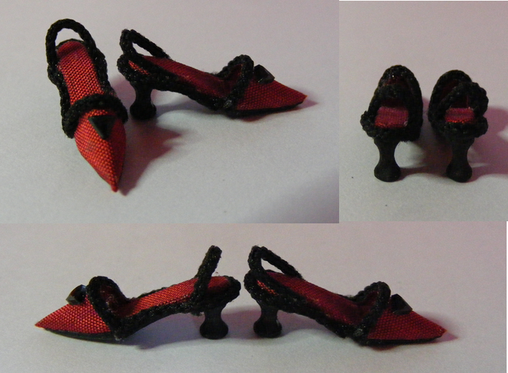 RED SLING BACK SILK SHOES (image for) RED SLING BACK SILK SHOES